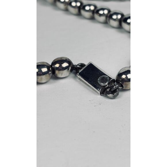 JMS 925 Sterling Silver Mexico 8mm Bead Ball Necklace 24” 61.7 Grams Vintage - Picture 4 of 8